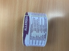 Allergen Prepped Food Labels - 500  x  roll